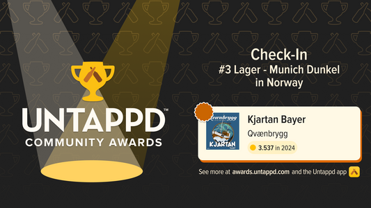 Kjartan Bayer har sikret seg tredjeplass i Untappd Community Awards – takk til dere! 🍻