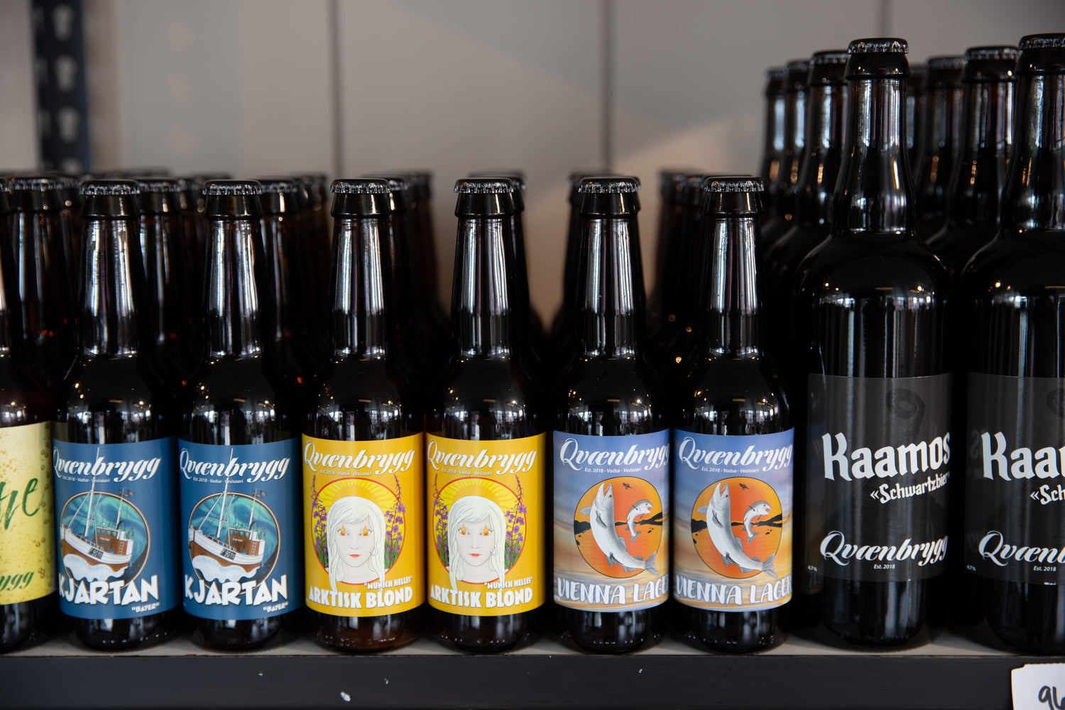 shelf of Qvæbrygg beers